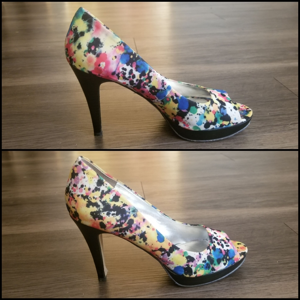 Paint Splatter Peeptoe Shoes - Picture 6 of 10